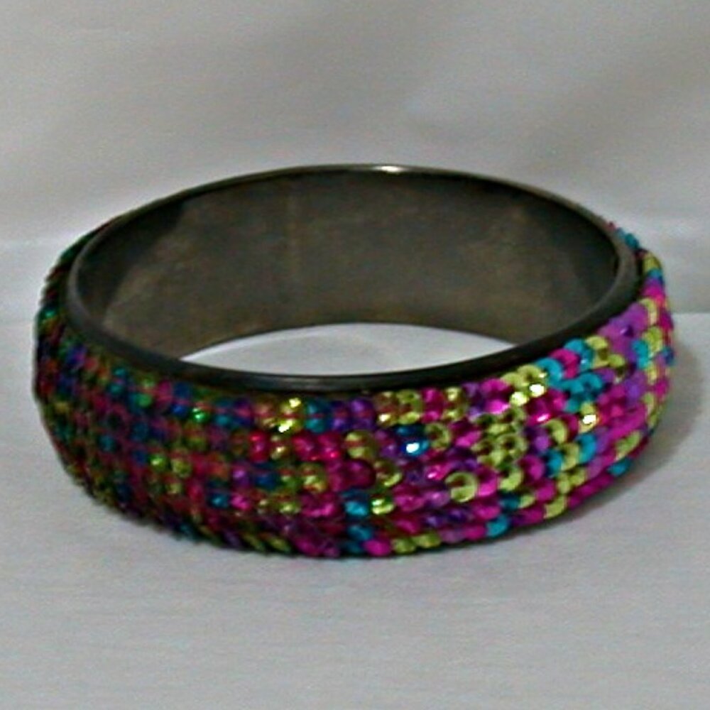 Handmade Vintage Sequin Bangle Bracelets Pink